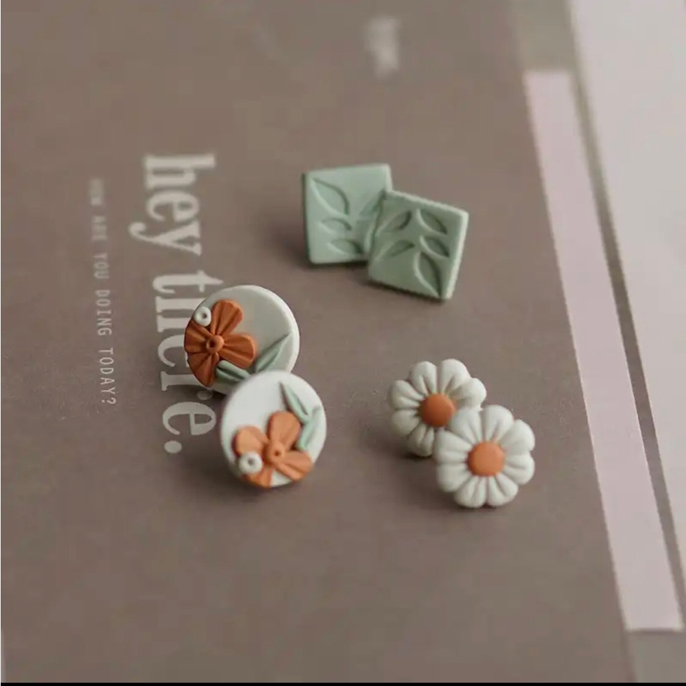 Set of 3 polymer clay earrings